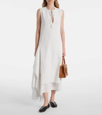 Jw Anderson Striped Double Layer Sleeveless Dress In White