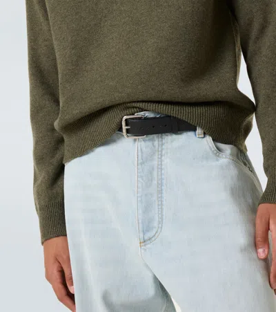 Bottega Veneta Intrecciato Stamp 35mm Leather Belt