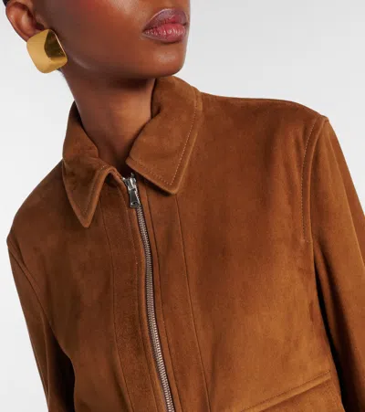Nour Hammour Vanves Suede Bomber Jacket In Brown