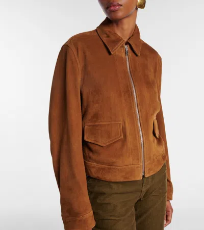 Nour Hammour Vanves Suede Bomber Jacket In Brown
