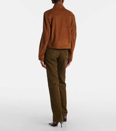 Nour Hammour Vanves Suede Bomber Jacket In Brown