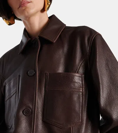 Nour Hammour Leather Jacket In Brown