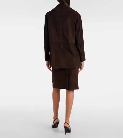 Nour Hammour Lorien Suede Jacket In Brown