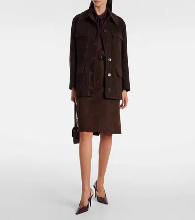 Nour Hammour Lorien Suede Jacket In Brown