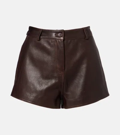 Nour Hammour Leontine Leather Shorts In Brown
