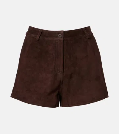 Nour Hammour Leontine Suede Shorts In Brown