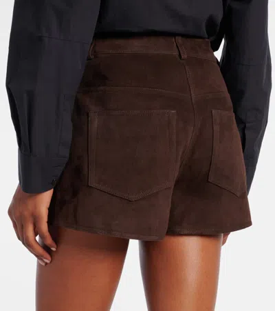 Nour Hammour Leontine Suede Shorts In Brown