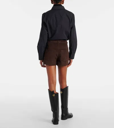 Nour Hammour Leontine Suede Shorts In Brown