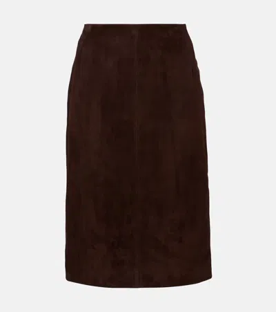 Nour Hammour Lady Skirt Suede Midi Skirt In Brown