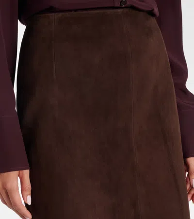 Nour Hammour Lady Skirt Suede Midi Skirt In Brown