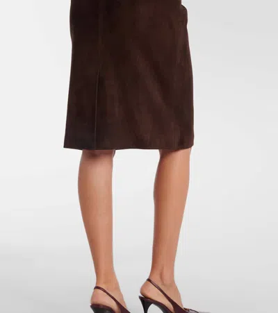 Nour Hammour Lady Skirt Suede Midi Skirt In Brown