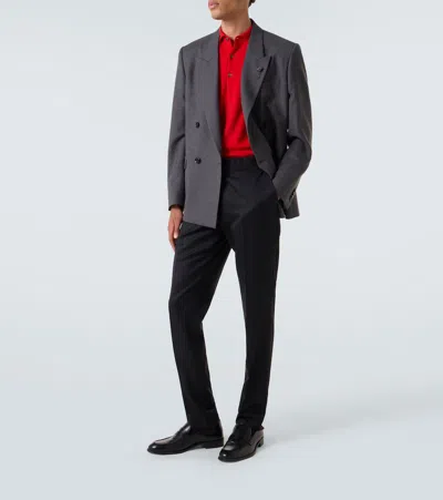 Lardini Double-breasted Wool Blazer In Gray