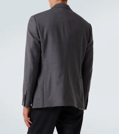 Lardini Double-breasted Wool Blazer In Gray