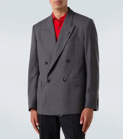 Lardini Double-breasted Wool Blazer In Gray