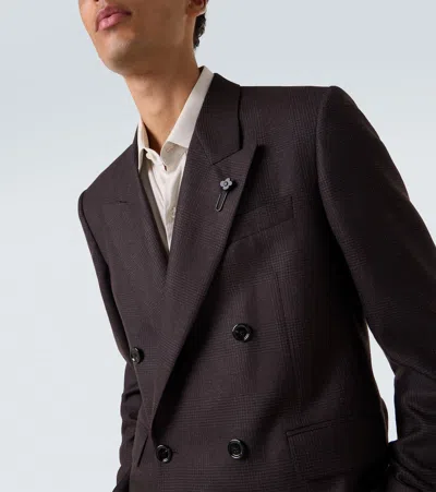 Lardini Double-breasted Wool Blazer In Brown