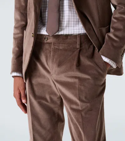 Lardini Cotton Corduroy Suit Pants In Brown