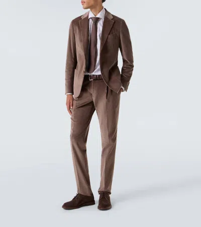 Lardini Cotton Corduroy Suit Pants In Brown
