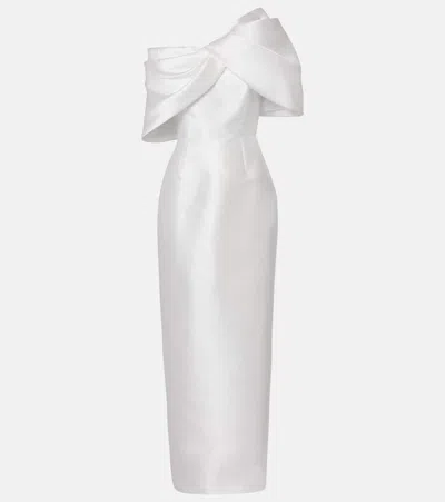 Solace London Bridal Davina Asymmetric Draped Satin Gown In White
