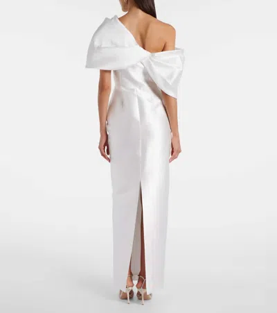 Solace London Bridal Davina Asymmetric Draped Satin Gown In White