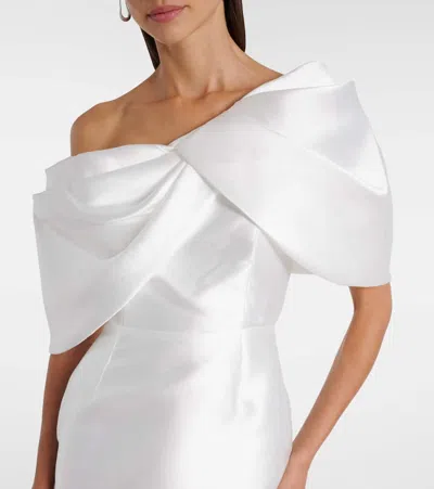 Solace London Bridal Davina Asymmetric Draped Satin Gown In White