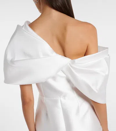 Solace London Bridal Davina Asymmetric Draped Satin Gown In White