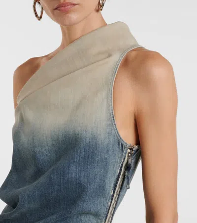 Rick Owens Athena One-shoulder Denim Midi Dress