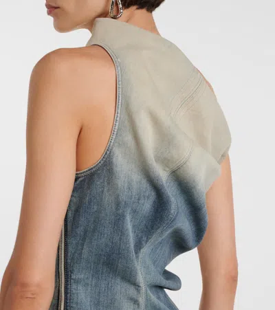 Rick Owens Athena One-shoulder Denim Midi Dress