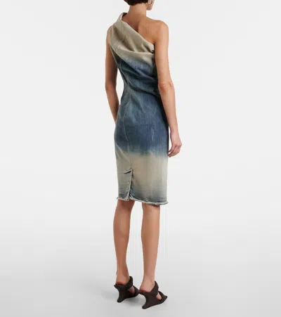 Rick Owens Athena One-shoulder Denim Midi Dress