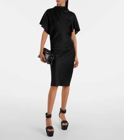 Rick Owens Seb Draped Charmeuse Midi Dress