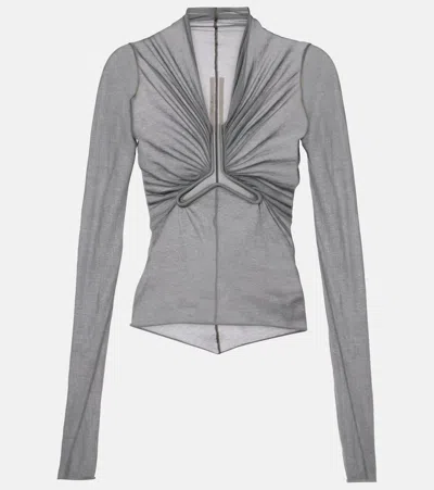 Rick Owens Cutout Gathered Cotton Top