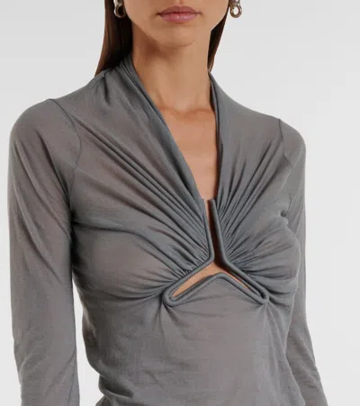 Rick Owens Cutout Gathered Cotton Top
