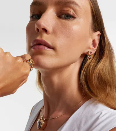Roxanne First 14kt Gold Earrings With Tourmaline And Rose Quartz