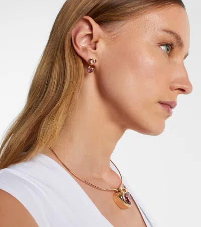 Roxanne First 14kt Gold Earrings With Tourmaline And Rose Quartz