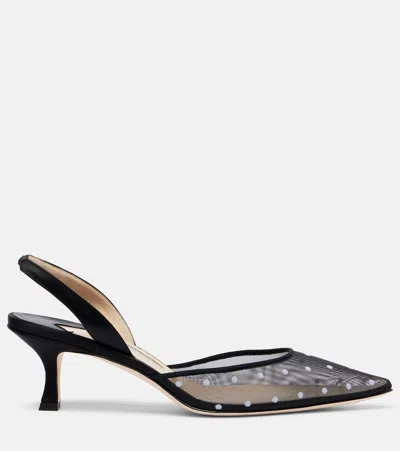 Manolo Blahnik Carolyne 50 Polka-dot Mesh Slingback Pumps