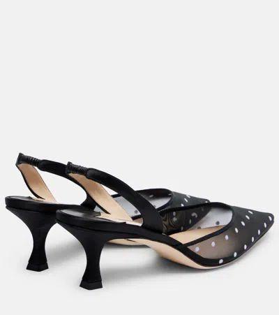 Manolo Blahnik Carolyne 50 Polka-dot Mesh Slingback Pumps