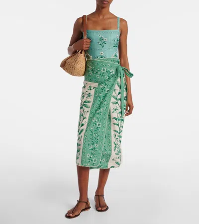 Agua By Agua Bendita Luna Ceiba Cotton Beach Cover-up In Green