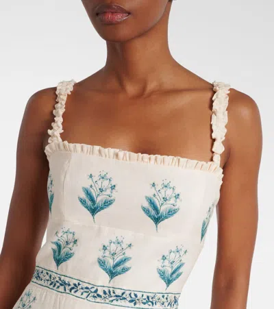 Agua By Agua Bendita Nispero Ceiba Floral Linen Midi Dress