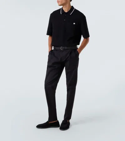 Dolce & Gabbana Polo Shirt In Piqué De Coton In Black