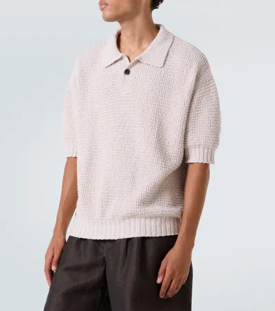Commas Cotton Textured-knit Polo Shirt In Neutral