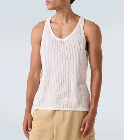 Commas Pointelle Cotton And Linen Tank Top In Pink