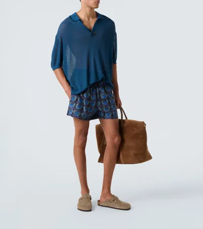 Commas Fine-knit Polo Shirt In Blue