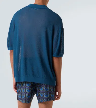 Commas Fine-knit Polo Shirt In Blue