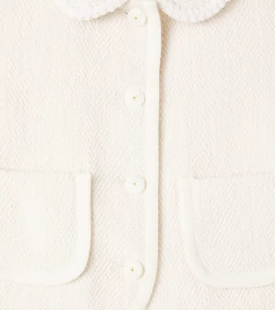 Bonpoint Janica Herringbone Cotton And Wool Jacket In White