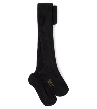 Bonpoint Collant Ribbed-knit Cotton-blend Socks In Black