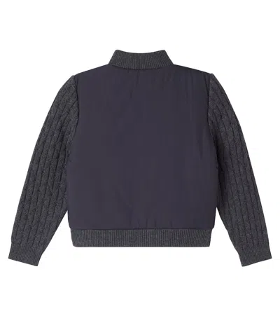 Bonpoint Jarod Ribbed-knit Jacket In Blue