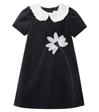 Patachou Embroidered Lace-trimmed Dress In Black