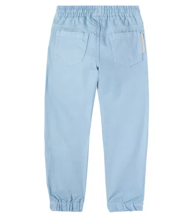 Stella Mccartney Cotton Twill Cargo Pants In Blue