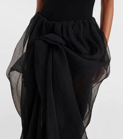 Magda Butrym Ruffled Silk Tulle Maxi Skirt In Black