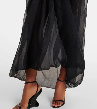 Magda Butrym Ruffled Silk Tulle Maxi Skirt In Black