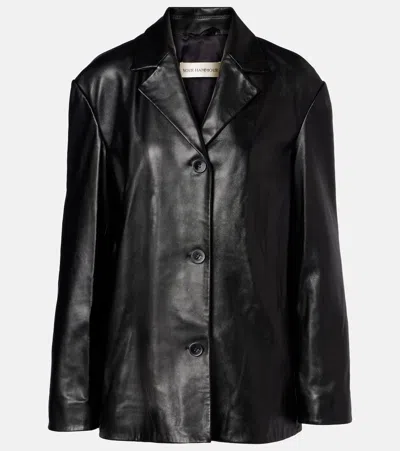 Nour Hammour Opus Leather Blazer In Black